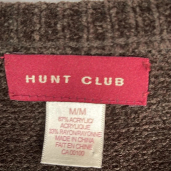 VINTAGE 90’s Mens Hunt Club Chenille Argyle V-Neck Sweater Brown Mix Preppy M - Picture 7 of 10